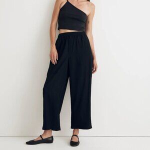 Madewell Petite Straight-Leg Crop Pants in Crinkled Crepe (XS)